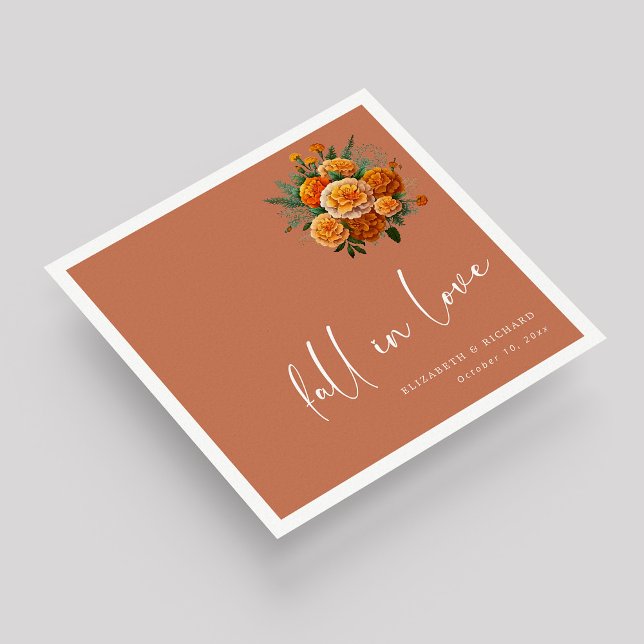 Fall in Love on Terracotta: Unique Script Wedding Napkins (Fall in Love on Terracotta: Unique Script Wedding Napkins)