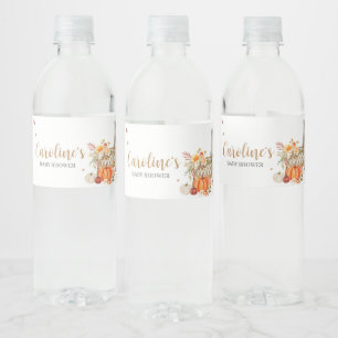 Fall In Love Orange Pumpkin Water Bottle Label