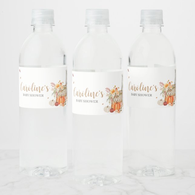 Fall In Love Orange Pumpkin  Water Bottle Label (Bottles)