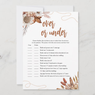 Fall in love Over Or Under Bridal Shower Game Invitation
