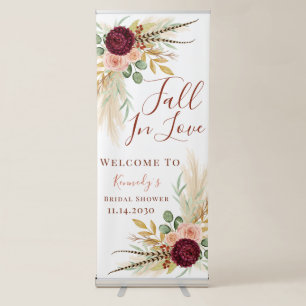 Fall In Love Pampas Grass Autumn Floral Welcome  Retractable Banner