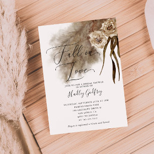 Fall In Love Pampas Grass Bridal Shower Invitation