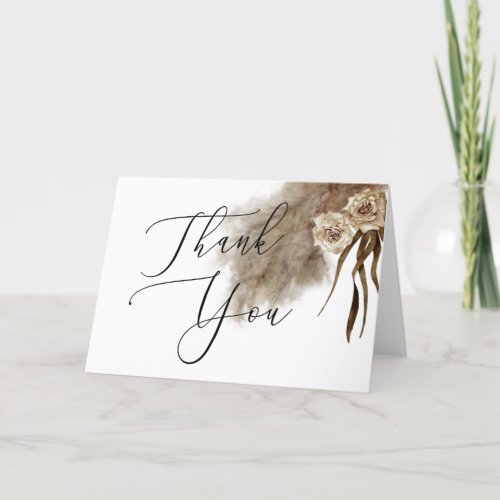 Fall In Love Pampas Grass Bridal Shower  Thank You Card