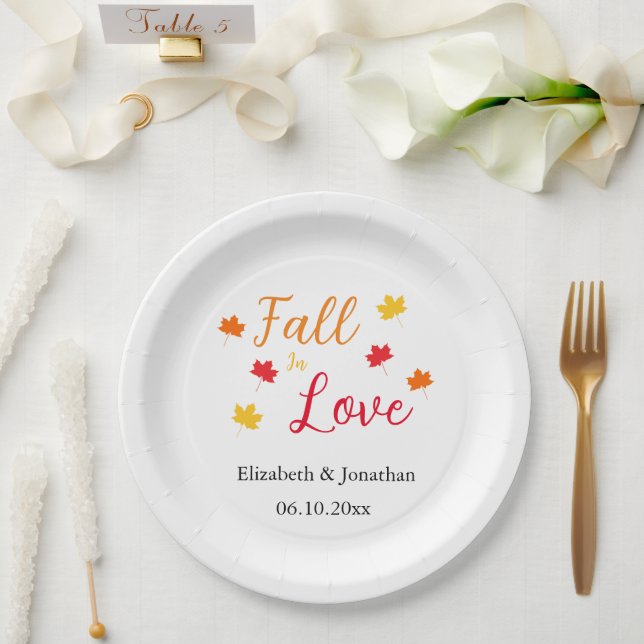 Fall In Love Paper Plates (Wedding)