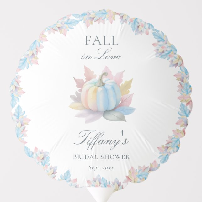 Fall in Love Pastel Blue Pumpkin Bridal Shower Balloon (Front)