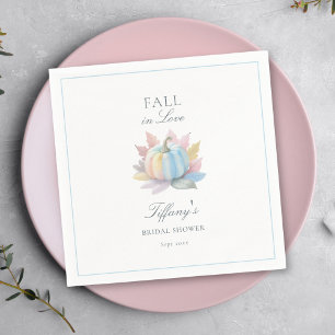 Fall in Love Pastel Blue Pumpkin Bridal Shower Napkins