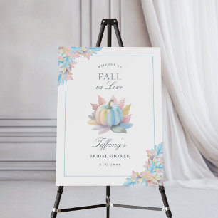 Fall in Love Pastel Pumpkin Bridal Shower Welcome Foam Board