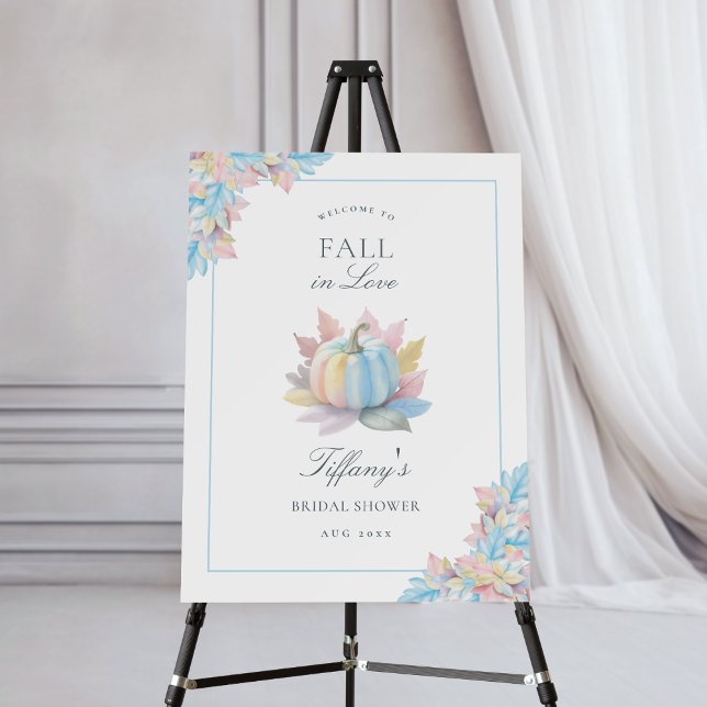 Fall in Love Pastel Pumpkin Bridal Shower Welcome Foam Board (Creator Uploaded)