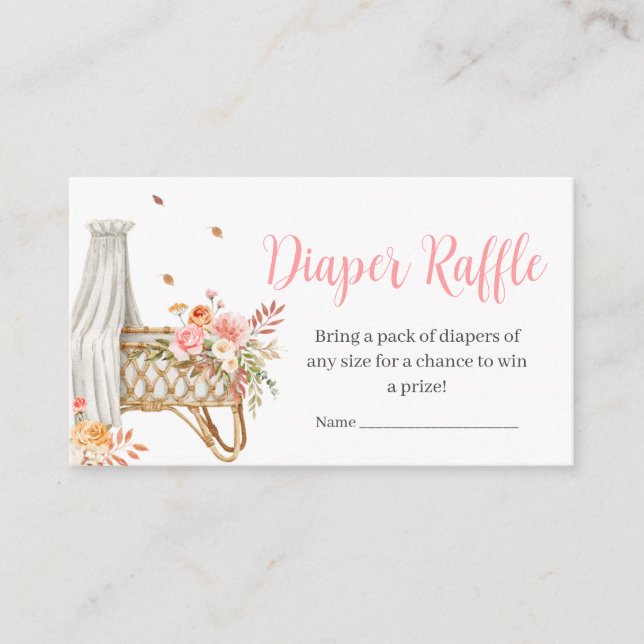 Fall In Love Pink Pumpkin Diaper Raffle Enclosure Card (Front)