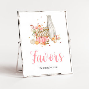 Fall In Love Pink Pumpkin Favors Baby Shower Poster