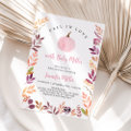 Fall In Love Pink Pumpkin Leaf Baby Shower Invitation | Zazzle
