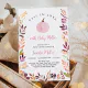 Fall In Love Pink Pumpkin Leaf Baby Shower Invitation | Zazzle