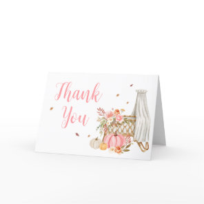 Fall In Love Pink Pumpkin Thank You Card