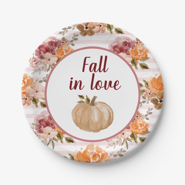 Fall in Love Plates  Pumpkin Bridal Shower (Front)