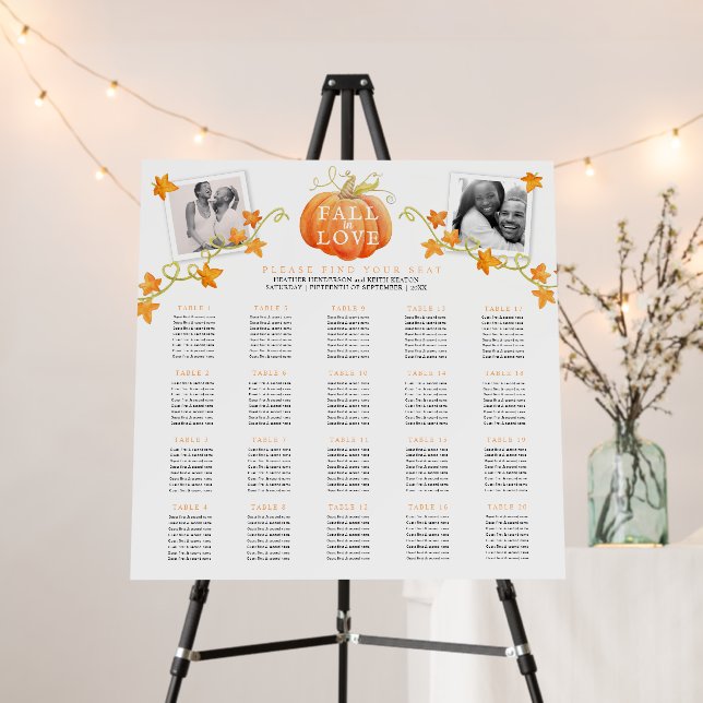 Fall in love pumpkin 20 wedding tables plan foam board (In Situ (Stand))