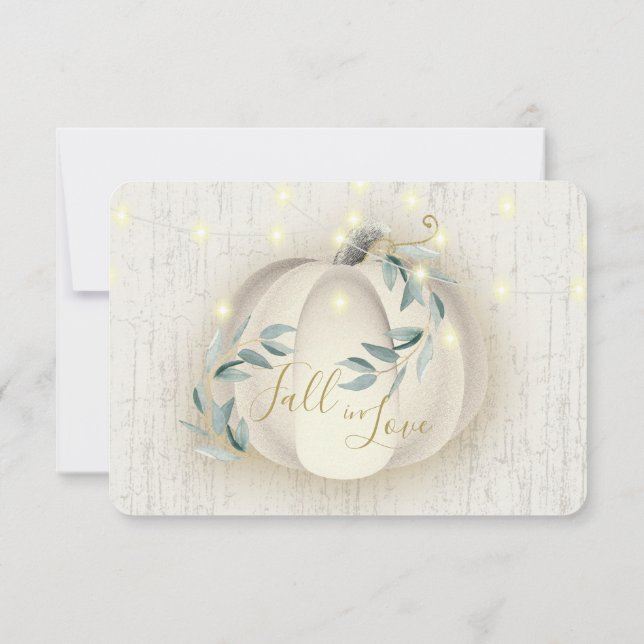 Fall in Love Pumpkin and Greener Response Invitation (Back)