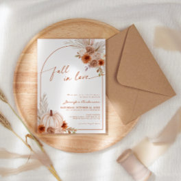 Fall In Love Pumpkin Autumn Arch Bridal Shower Invitation