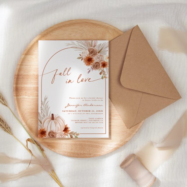 Fall In Love Pumpkin Autumn Arch Bridal Shower Invitation (Creator Uploaded)