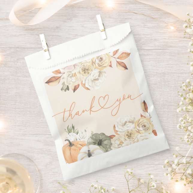 Fall in Love Pumpkin Autumn Baby Shower Favor Bag (Clipped)