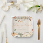 Fall in Love Pumpkin Autumn Baby Shower Paper Plates<br><div class="desc">Introducing our Fall in Love Pumpkin Autumn Baby Shower Paper Plates, perfect for adding a festive touch to your seasonal celebration. These charming paper plates feature a delightful pumpkin design with warm autumn colors, making them ideal for your fall-themed baby shower. Durable and stylish, these plates enhance the cozy atmosphere...</div>