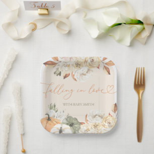 Fall in Love Pumpkin Autumn Baby Shower Paper Plates