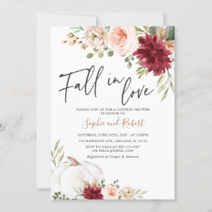 Fall in Love Pumpkin Autumn Bridal Couples Shower Invitation