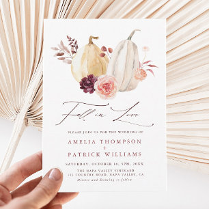 Fall in Love Pumpkin Autumn Wedding Invitation