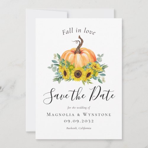 Fall in Love Pumpkin Autumn Wedding   Save The Date