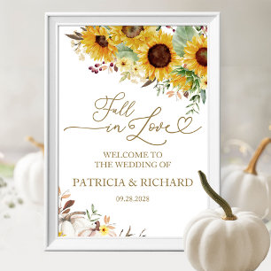 Fall in Love Pumpkin Autumn Wedding Welcome Sign