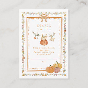Fall in Love Pumpkin Baby Shower Diaper Raffle Enclosure Card