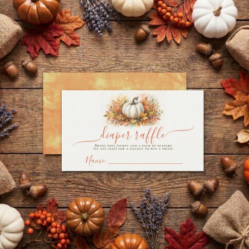 Fall In Love Pumpkin Baby Shower Diaper Raffle Enclosure Card