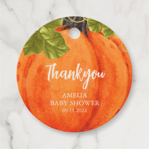 Fall in love pumpkin Baby shower Favor Tags