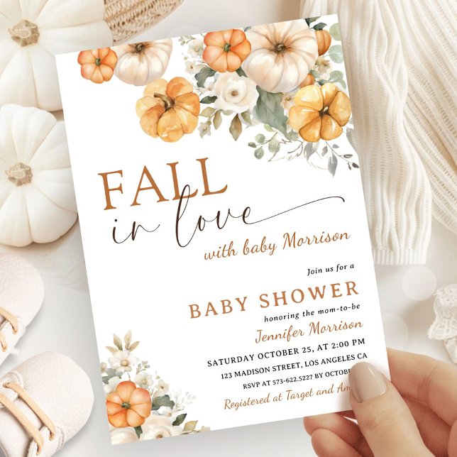 Fall in Love Pumpkin Baby Shower Gender Neutral Invitation (Creator Uploaded)