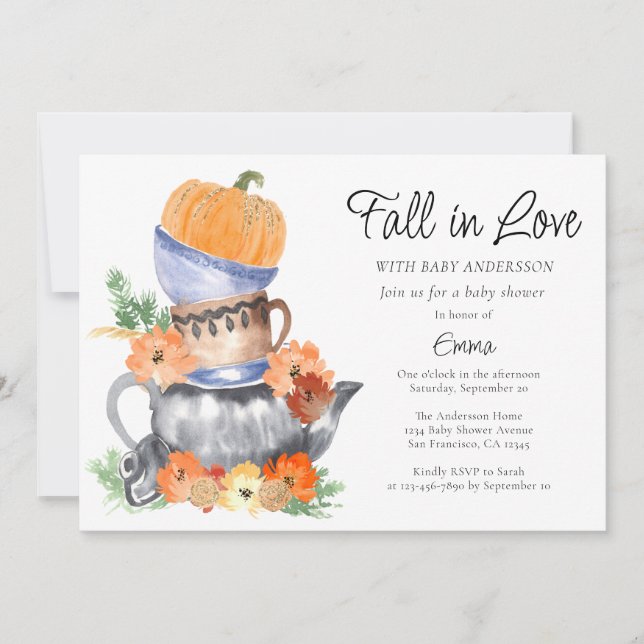 Fall in Love Pumpkin Baby Shower Invitation (Front)