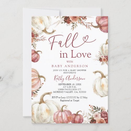 Fall in Love Pumpkin Baby Shower Invitation