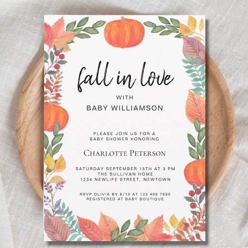 Fall in Love Pumpkin Baby Shower Invitation