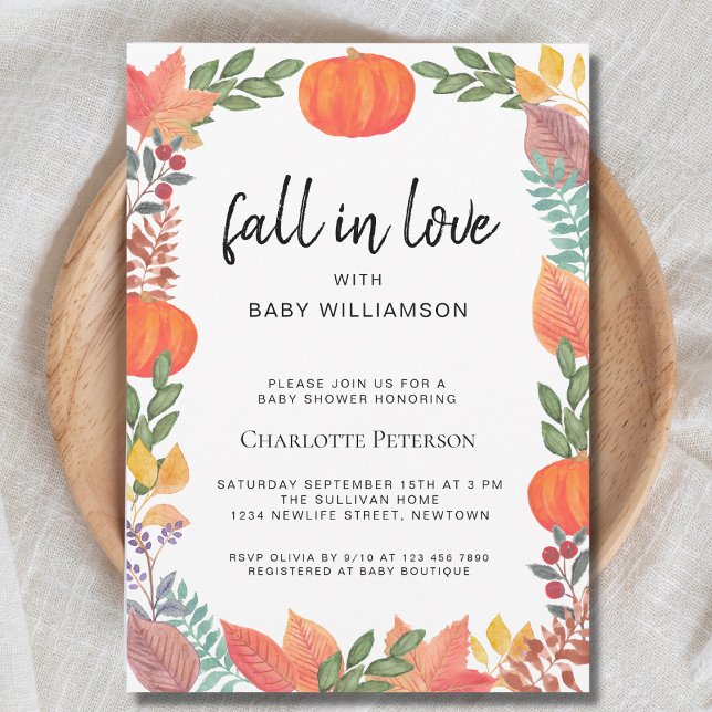 Fall in Love Pumpkin Baby Shower Invitation (Creator Uploaded)