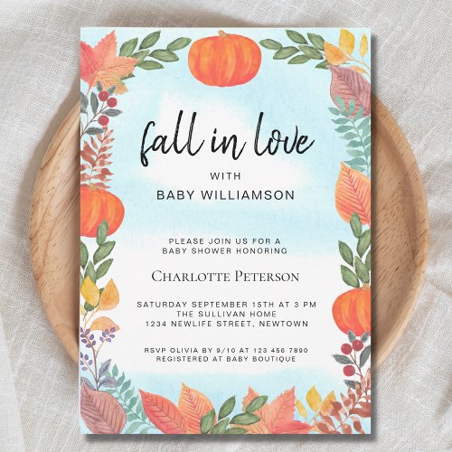 Fall in Love Pumpkin Baby Shower  Invitation