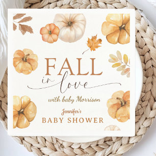 Fall in Love Pumpkin Baby Shower Paper Napkins