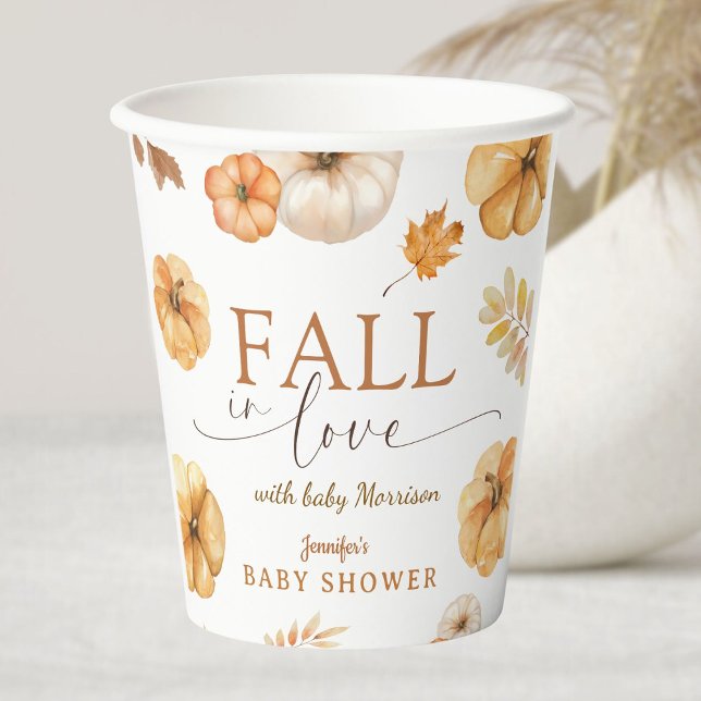 Fall in Love Pumpkin Baby Shower Paper Paper Cups (Creator Uploaded)