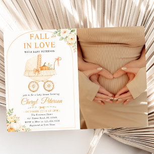 Fall In Love Pumpkin Baby Shower Photo Invitation