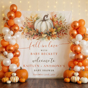 Fall In Love Pumpkin Baby Shower Welcome Backdrop