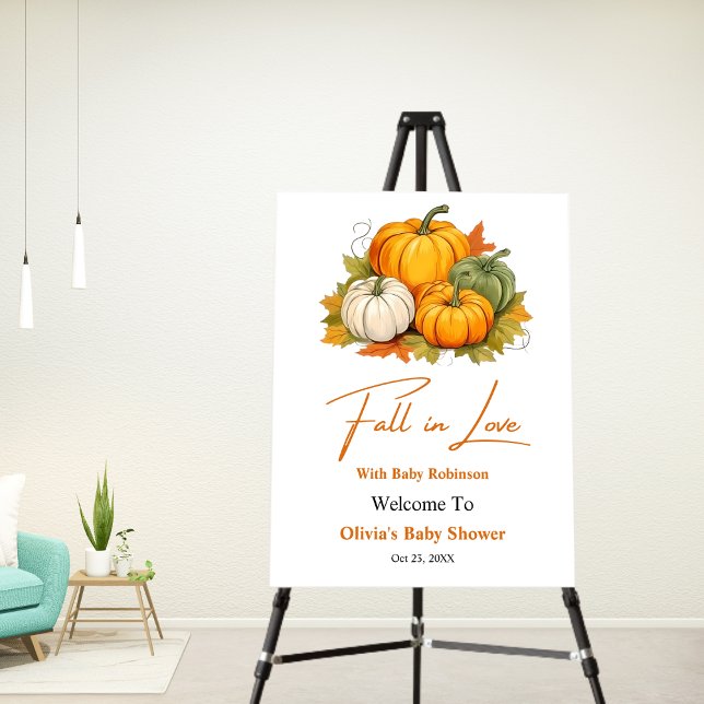 Fall in Love Pumpkin Baby Shower Welcome  Foam Board (Fall in Love Pumpkin Baby Shower Welcome Sign )