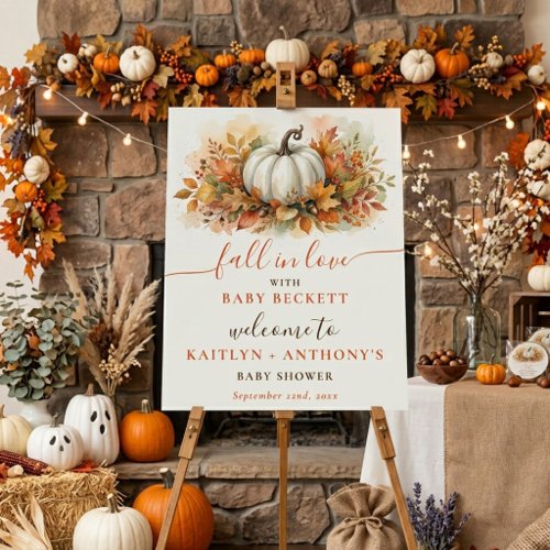 Fall In Love Pumpkin Baby Shower Welcome Foam Board