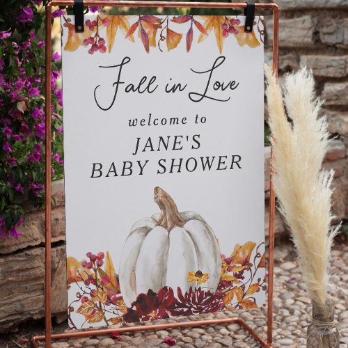 Fall in Love Pumpkin Baby Shower Welcome Sign