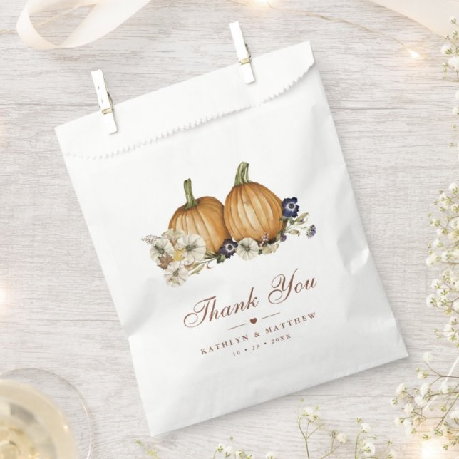 Fall In Love Pumpkin Botanical Autumn Wedding Favor Bag (Creator Uploaded)