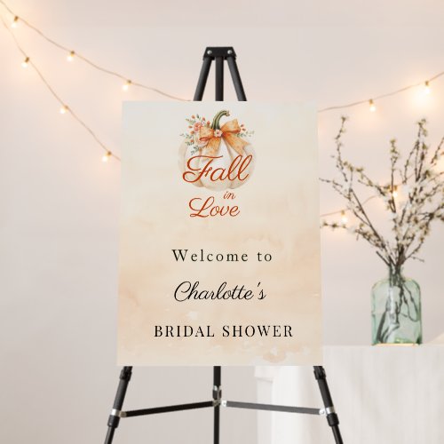 Fall in Love Pumpkin Bow Welcome Bridal Shower Foam Board
