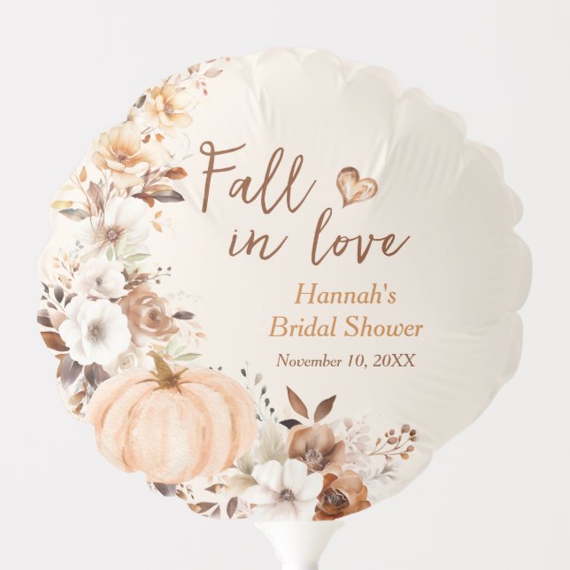 Fall in Love Pumpkin Bridal Shower Balloon (Front)