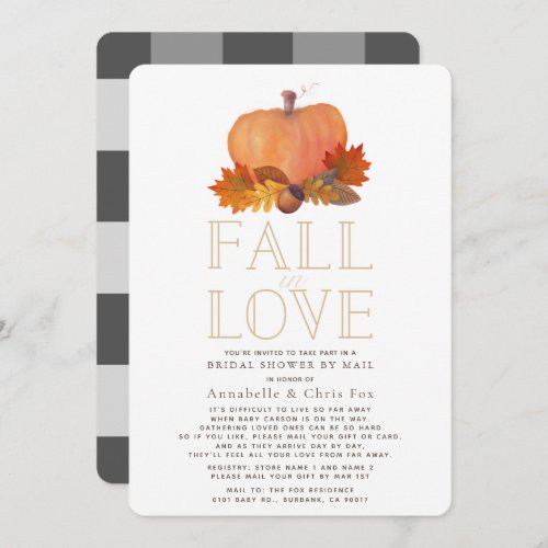 Fall in Love Pumpkin Bridal Shower by Mail Invitation