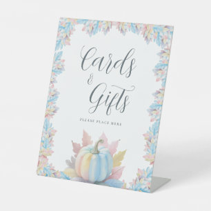 Fall in Love Pumpkin Bridal Shower Cards and Gifts Pedestal Sign